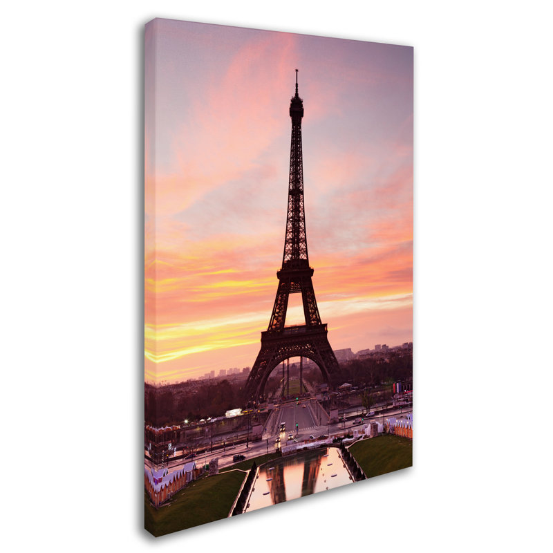 Sunset Eiffel Tower Framed Canvas Art 20" x 25"