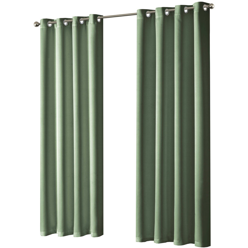 Blackout Curtain Panel Pair, Green, 183cm Width x 117cm Drop