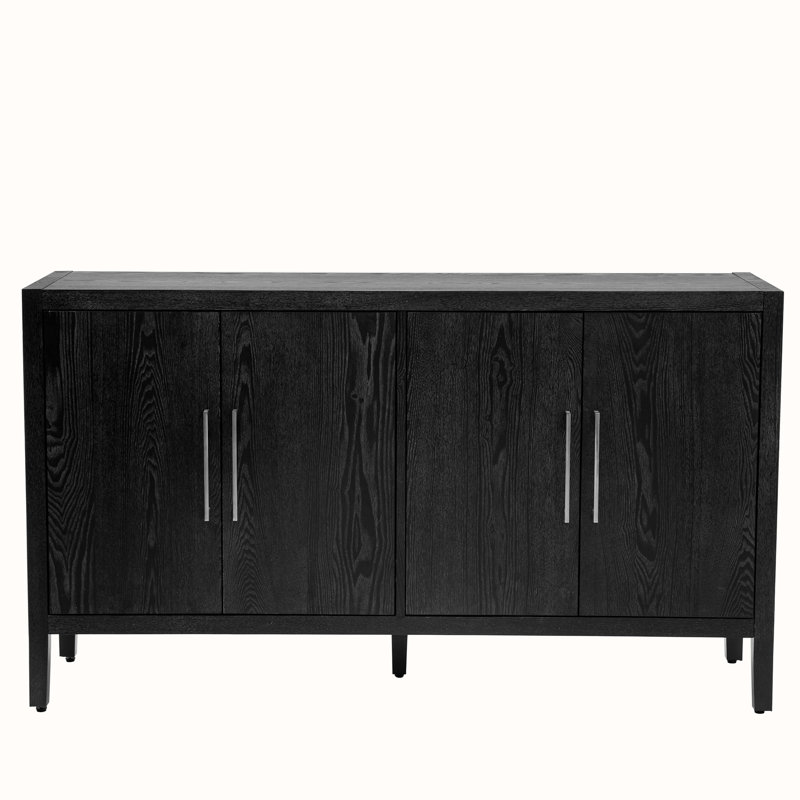 Cortisha Large Storage Cabinet Sideboard with 4 Metal Handles 4 Adjustable Shelves and 4 Doors High Quality Wood Grain Design Easy to Assemble Perfect for Home Organization and Maximizing Storage Space