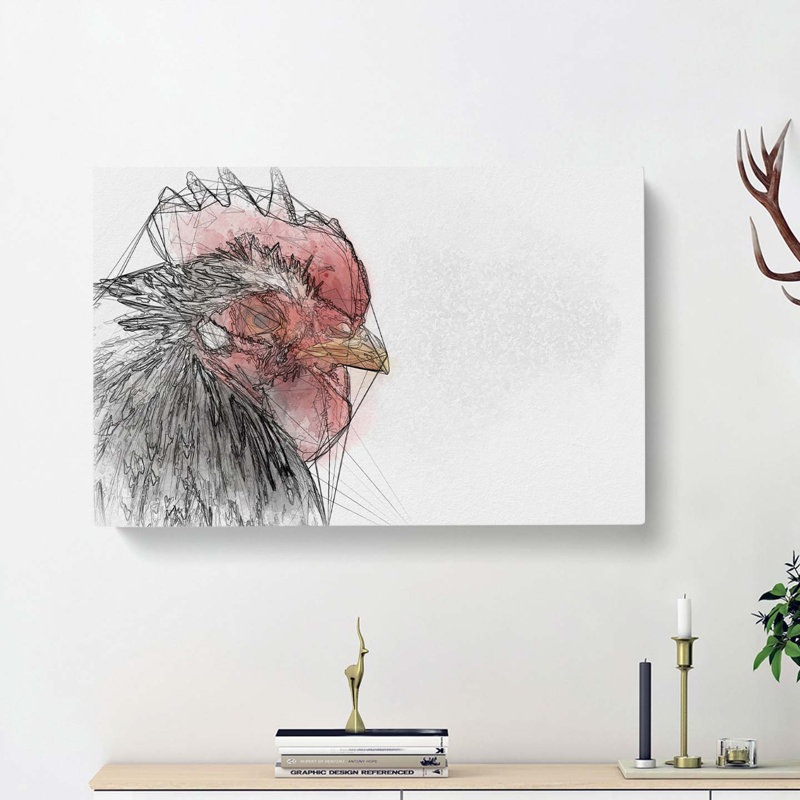 Grey Rooster Looking West In Abstract - Wrapped Canvas, 35cm H x 50cm W x 3cm D