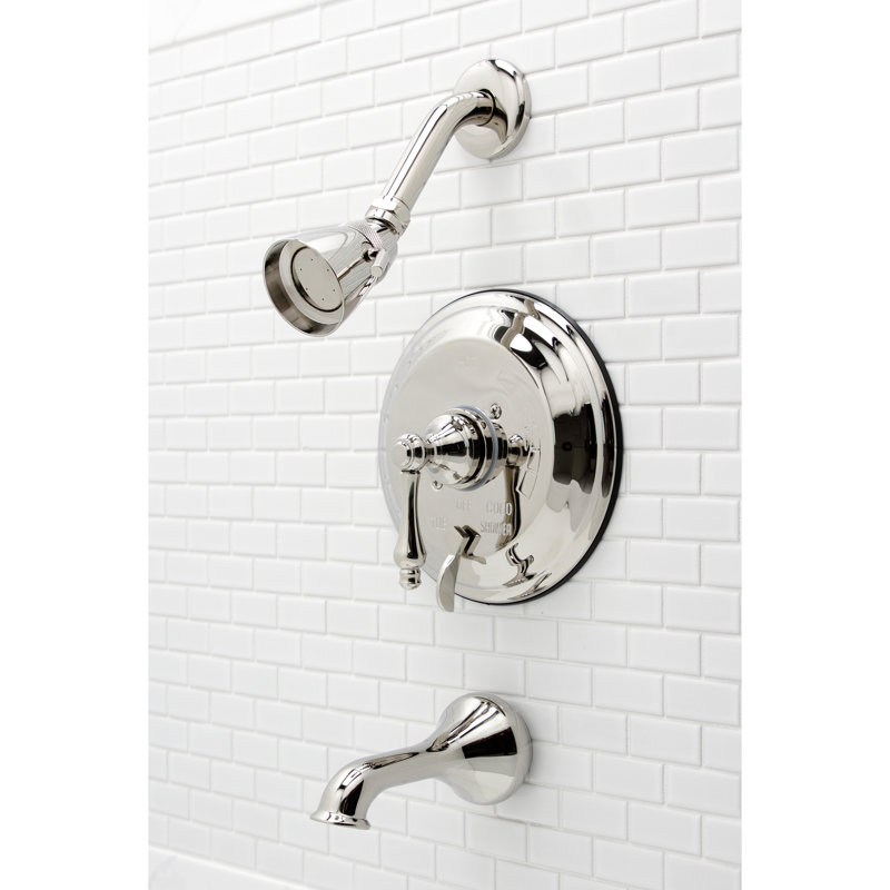 Kingston Brass Restoration Single-Handle Pressure Balanced Tub and Shower Faucet, Polished Nickel