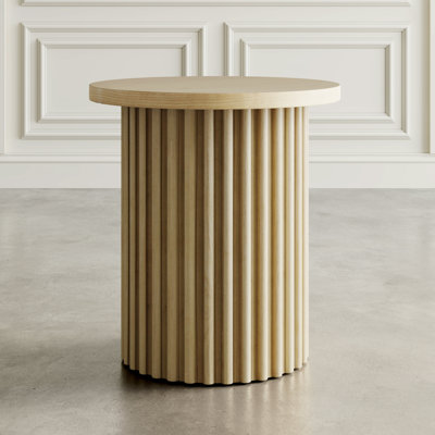Rovena 24" Round Mid-Century Modern Fluted Pedestal Base End Table