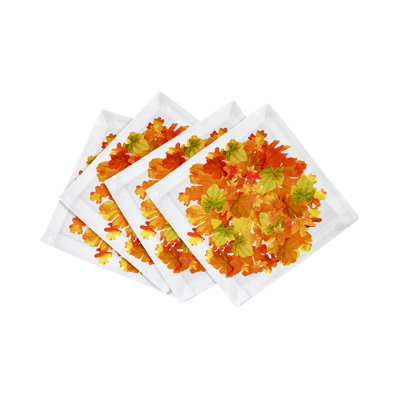 Fallen Leaves Cotton Sateen Cocktail Napkins