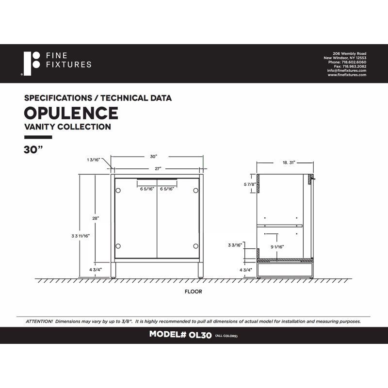 Opulence 30'' Walnut Ebony Single Bathroom Vanity with Chrome Hardware