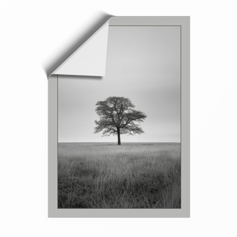 Solitary Tree Scandinavian - Framed Print, Unframed, A2 - 59.4 x 42.0 cm
