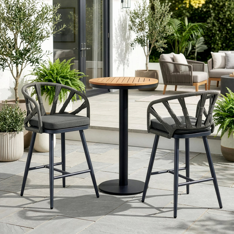 Ensemble de 2 tabourets de comptoir Birre, Gris, Gris