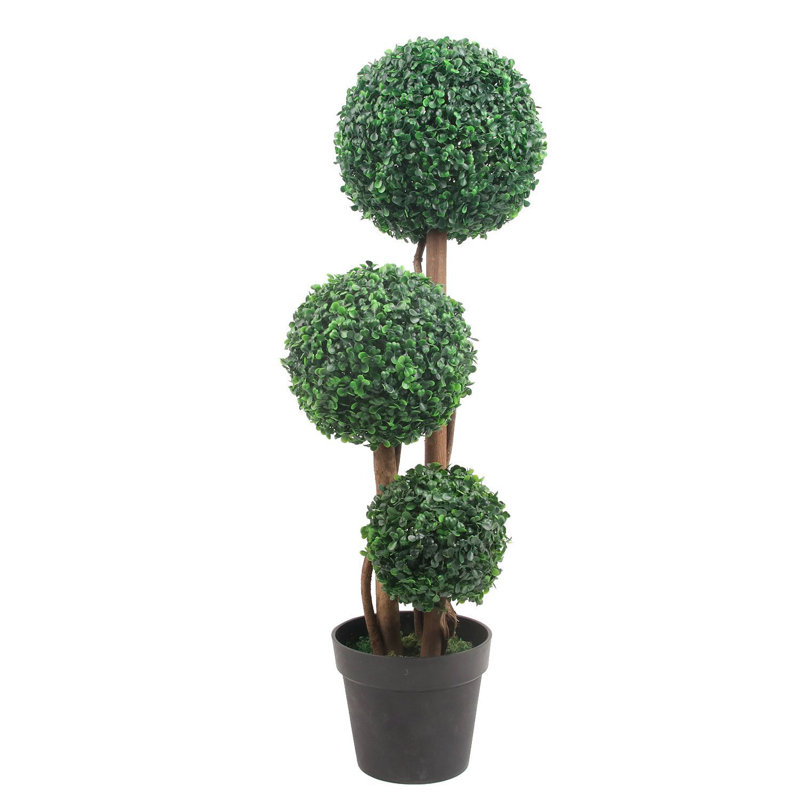 Simulation d'arbre en bois topiaire artificielle avec boules de Milan, H 36,22 po x l 5,9 po x P 5,9 po