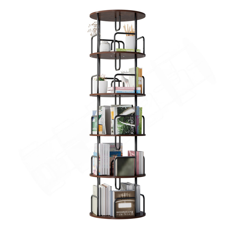 Rotating Bookshelf Tower 5 Tier, Spinning Bookcase, Revolving 360 Book Shelf Narrow Tall Bookcase, Vertical Turning Round Storage Bookshelf, Book Shelf Organizer For Bedroom, Living Room, Brown