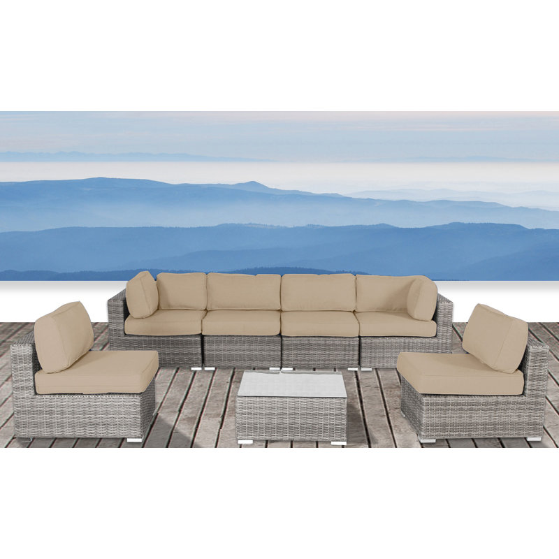 Ensemble de conversation pour 6 personnes avec coussins Euporie Wicker