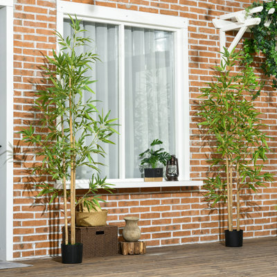 Faux Bamboo Tree in Cement Pot