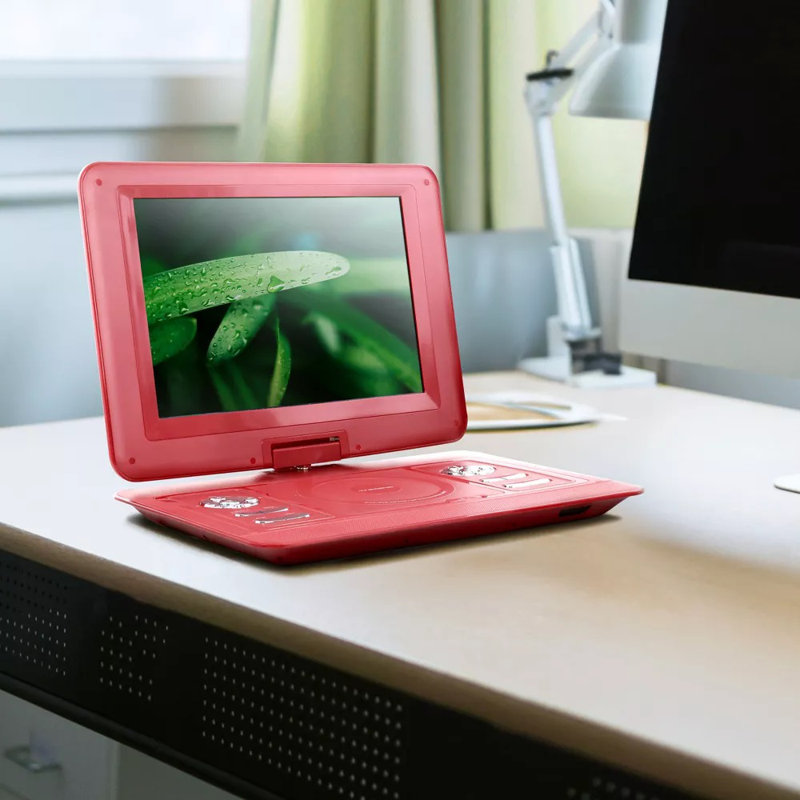 13.3 Inch Portable Dvd Player And Tv With Swivel Tft Led Screen, Usb/hd/av Inputs, Rechargeable Battery, And Car Adapter For Travel And Road Trips