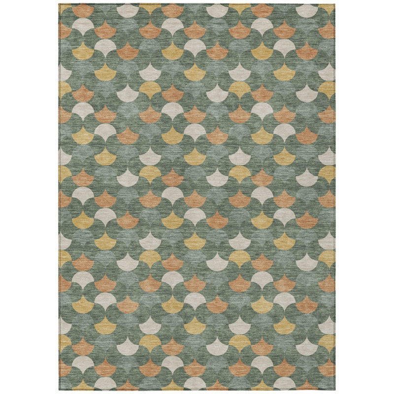 Machine Washable Indoor/Outdoor Chantille ACN2568 Geometric Rug, Basil, 5' x 7'6"