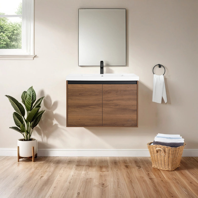 Meuble-lavabo simple avec plateau en résine 29,55 po Kendriel