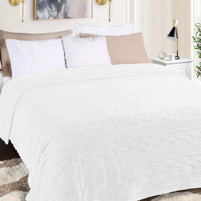 Literie moelleuse Boho, Blanc, Lit simple