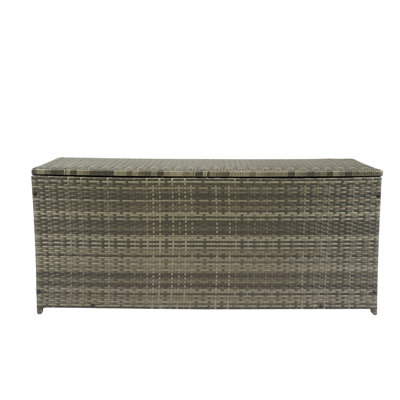 Outdoor Deck Box Storage 113 Gallon - Grey . With Lid. Removable Waterproof Liner, Rust Frame. Ideal For Patio, Poolside, Yard Container Gallon. Lightweight , Liner. Water . For Use