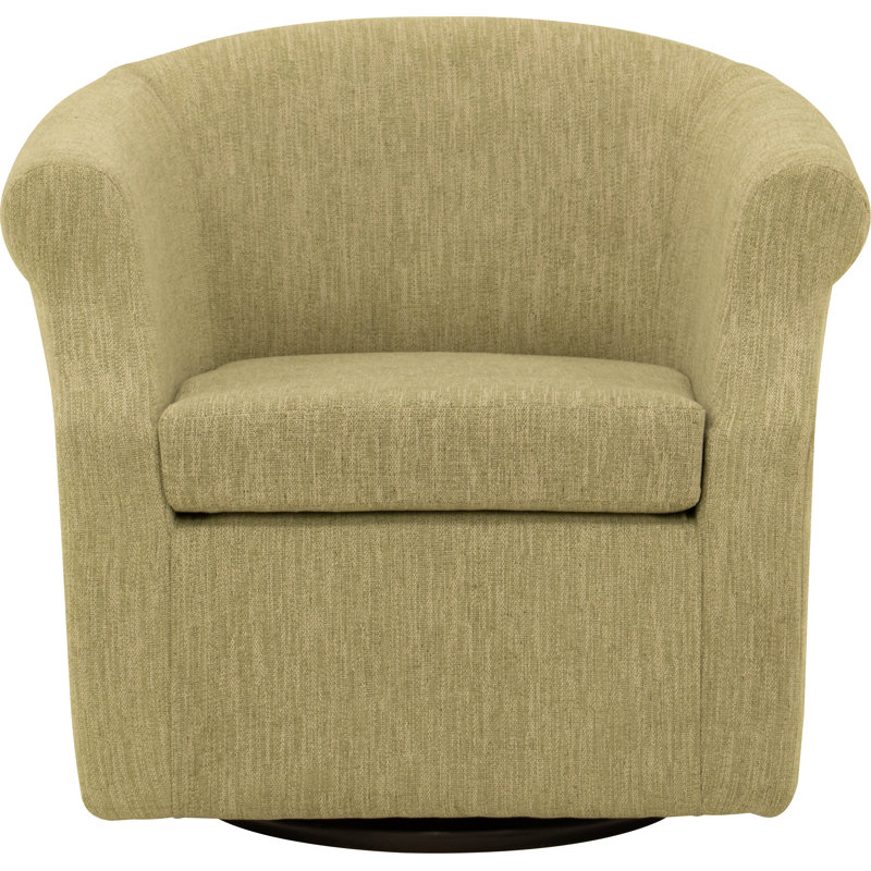Fauteuil demi-tonneau pivotant l 3,5 po Buril, Mélange de polyester vert printemps Hapden