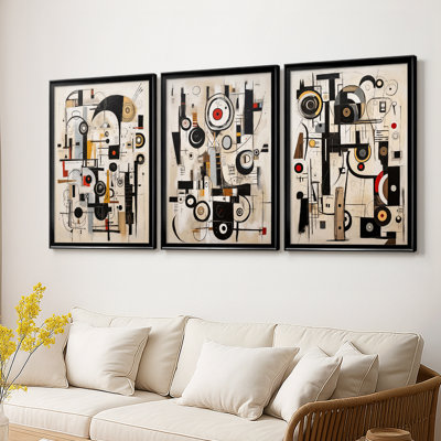 ABSTRACT Series - Peinture sur toile tendue encadrée sur mesure - 3 pièces