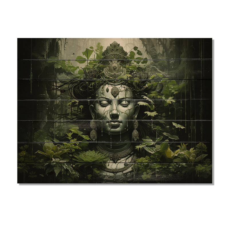 Bouddhisme sacré Mantra II sur bois, H 10 po x l 20 po x P 0,78 po