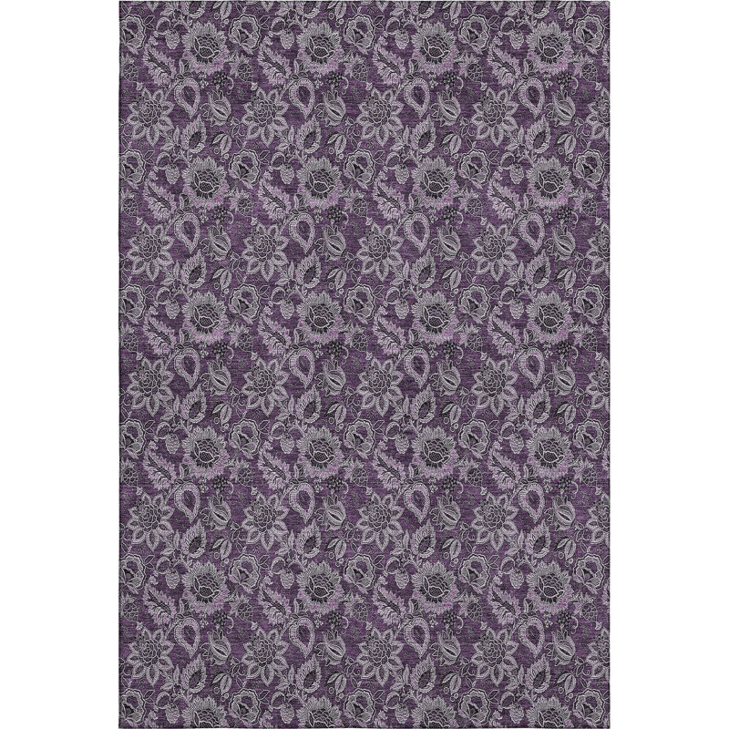 Tapis aubergine de qualité supérieure lavable à la machine Adamski, Rectangle 10 pi x 14 pi