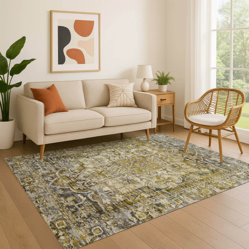 Premium Machine Washable Lubbers AMF1728 Global Rug, Rectangle 9' x 12'