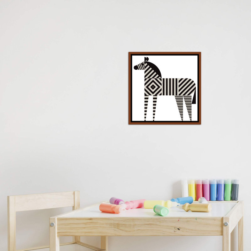 Décoration murale zèbre à rayures pour enfants, Toile classique avec cadre brun, H 26 po x l 26 po x P 1,5 po