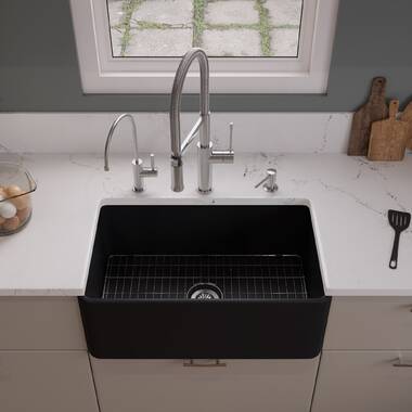 Charleston 30'' Reversible Fireclay Farmhouse Kitchen Sink Set –  KitchenBathCollection