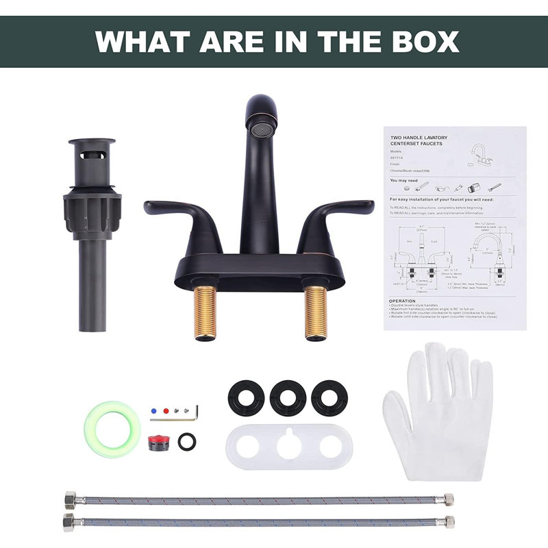 2-handle Bathroom Faucet with Drain Assembly, Oil Rubbed Bronze
