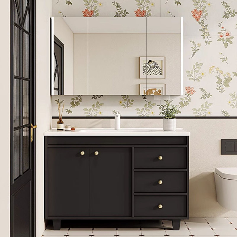 Modern simple black bathroom cabinet