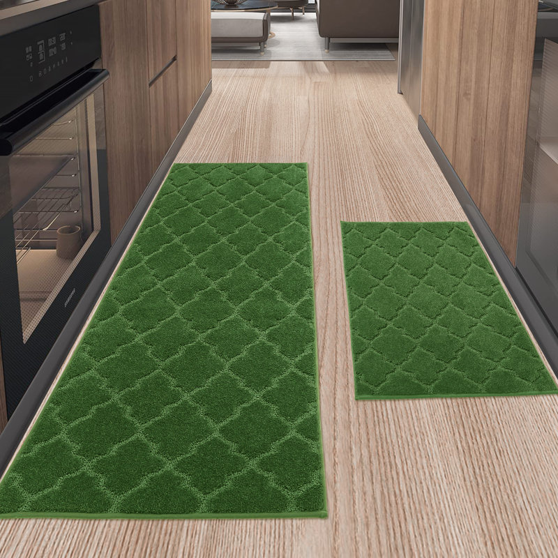 Tapis de cuisine Muhd, Rectangle 1 pi 8 po x 2 pi 6 po + 1 pi 8 po x 4 pi, Vert