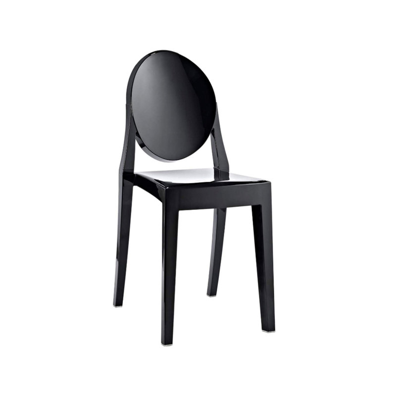 Black Transparent Polycarbonate Stacking Side Chairs, Set of 4