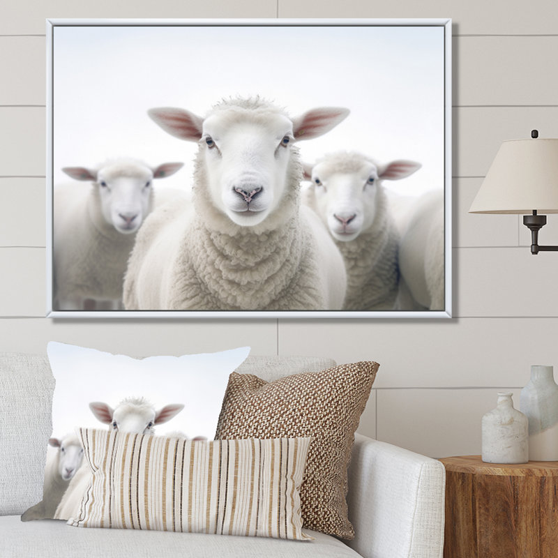 Mouton blanc blanc minimaliste, H 16 po x l 32 po x P 1 po, Cadre flottant blanc