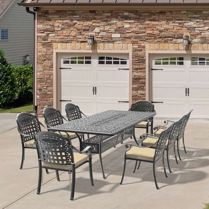 Tameia 8 - Person Patio Dining Set with , Cushions Included, 8, 16.54'' D x 25.98'' W x 35.83'' H