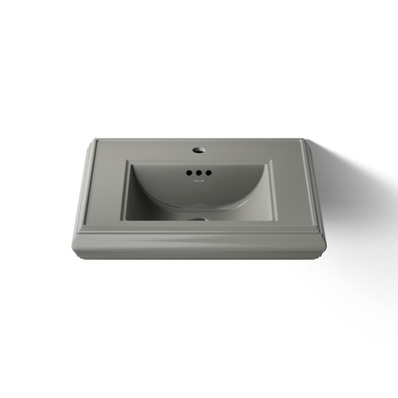 Memoirs  Pedestal Tall Bathroom Sink with Overflow, Thunder Gray, Single Hole 