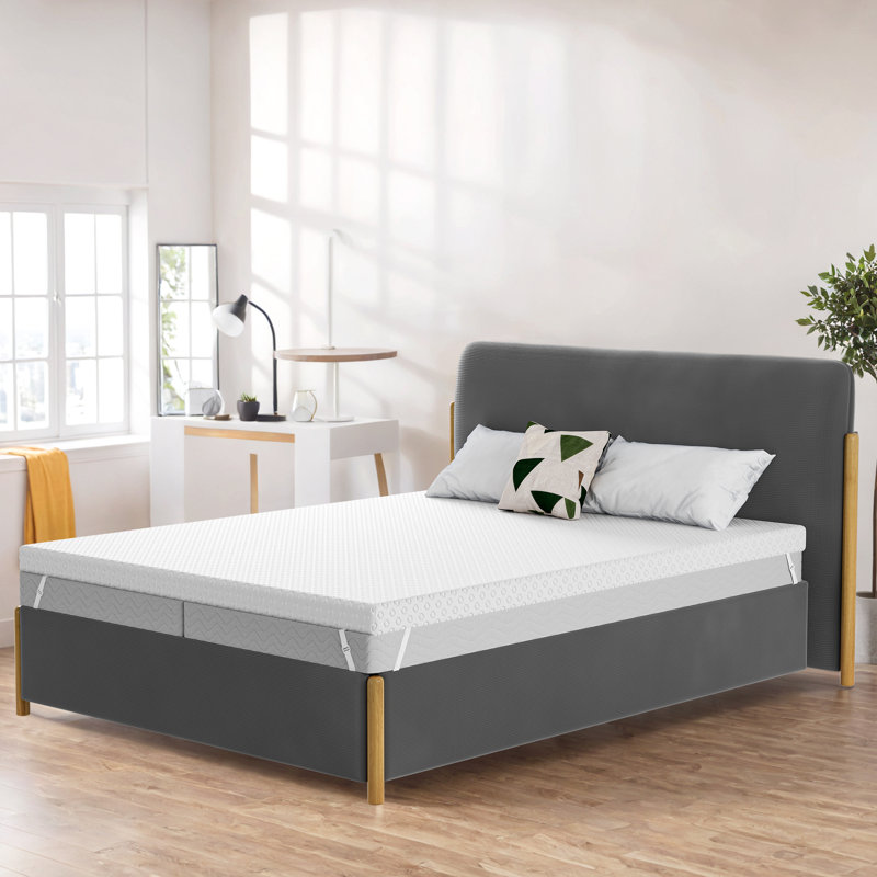 Queen Gray Gel Memory Foam Cooling Mattress Topper
