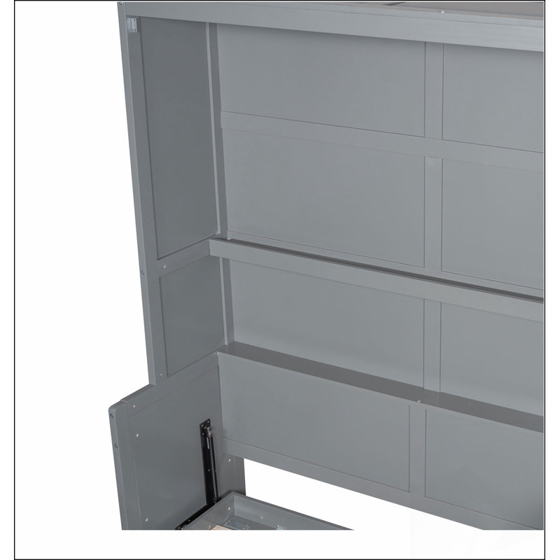 Grand lit escamotable mural avec placard, gris, Gris