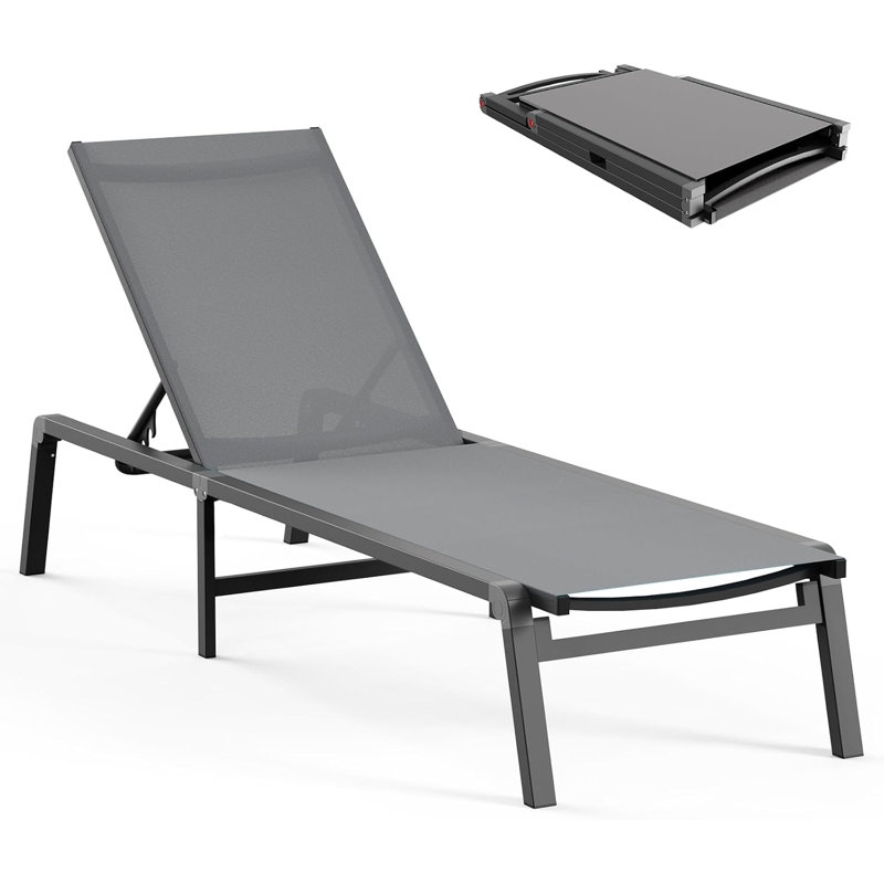 Aluminum Chaise Lounge Ourdoor - Foldable & Assemble Free Outdoor Lounge Chair