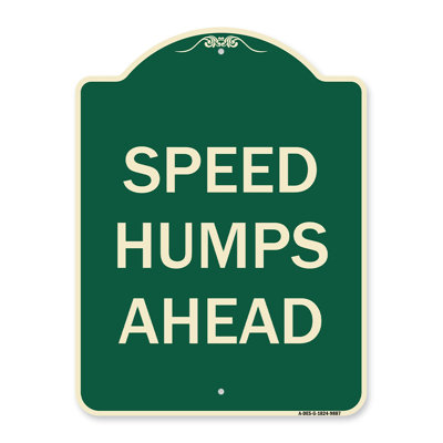 Enseigne Signmission Designer Series - Speed Humps Ahead | Enseigne architecturale en aluminium noir et argent épais 18 po x 24 po | Protégez votre entreprise et votre commune | Fabriqué aux États-Unis
