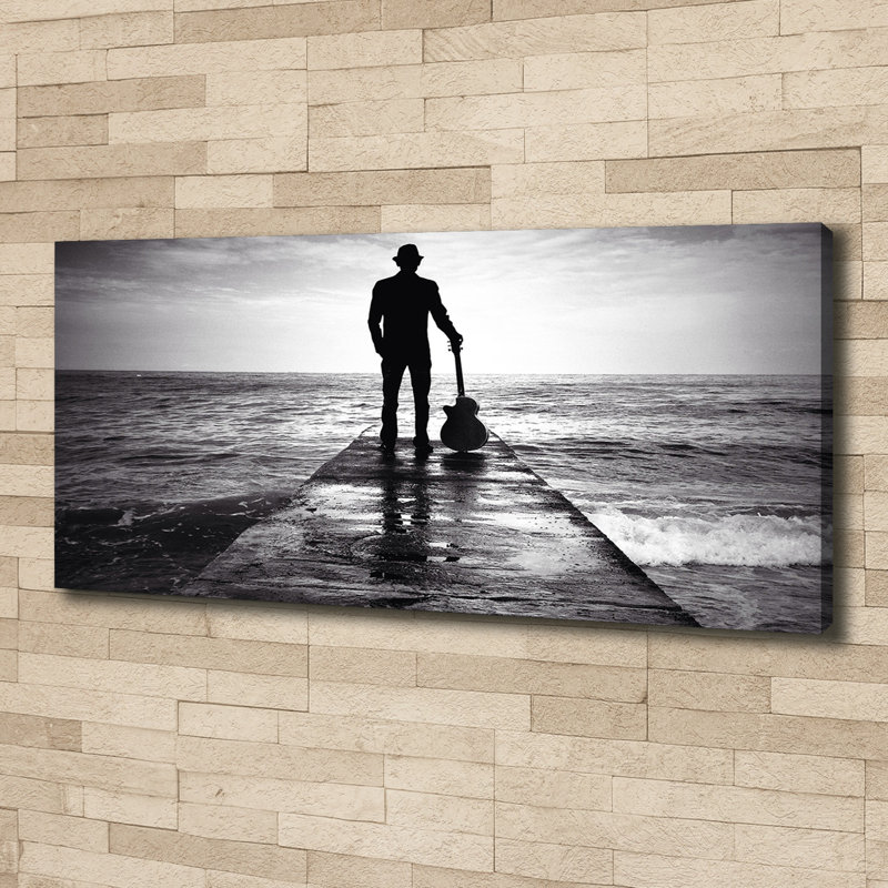 Guitarist On The Pier - Wrapped Canvas Print