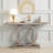 55.12"L*13.78"W*31.89"H,Farmhouse Geometric Base Console Table - 55" Rustic Sofa Table for Hallway & Living Room