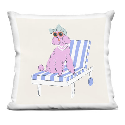 Trendy Poodle Lounge Chair Decorative Printed Throw Pillow design by Krissy Mast