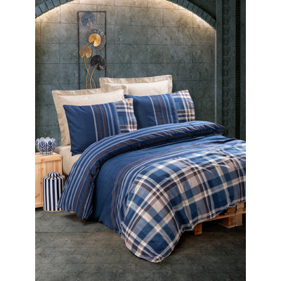 Cotton Plaid Duvet Cover Set