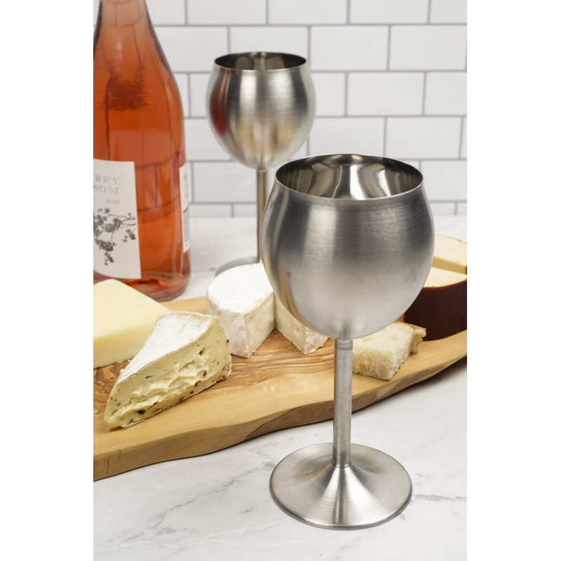 Aulay 6.75oz. Stainless Steel Wine Glass Set