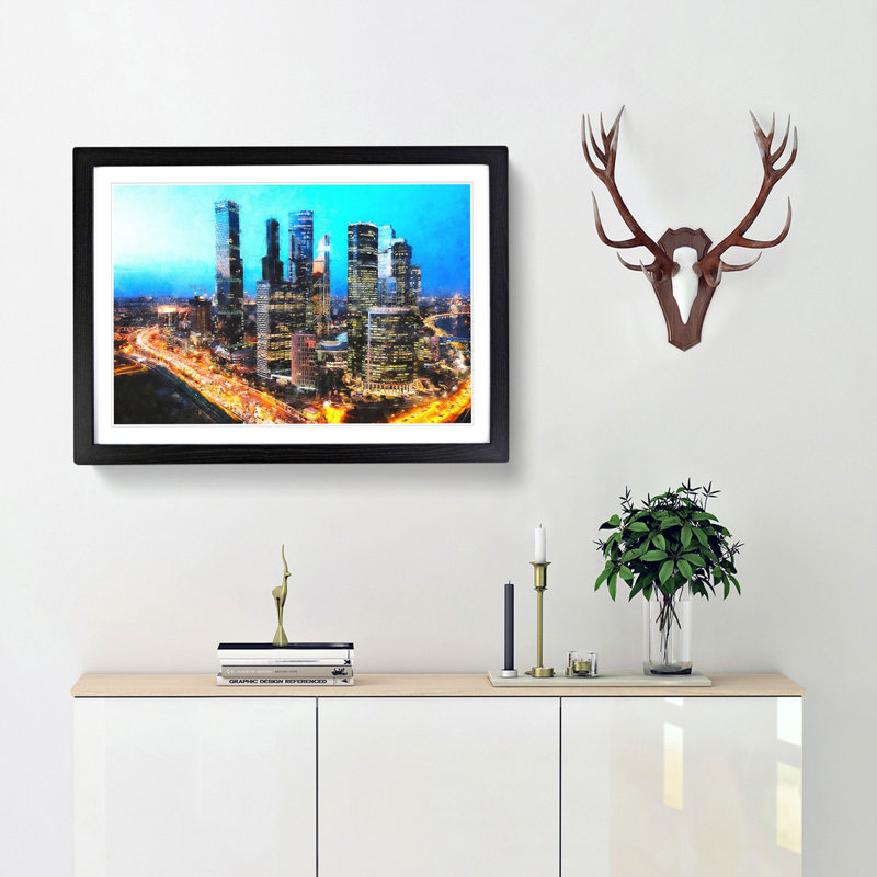 Moscow Russia Skyline - Framed Print, 45cm H x 63cm W x 2cm D, Black Framed