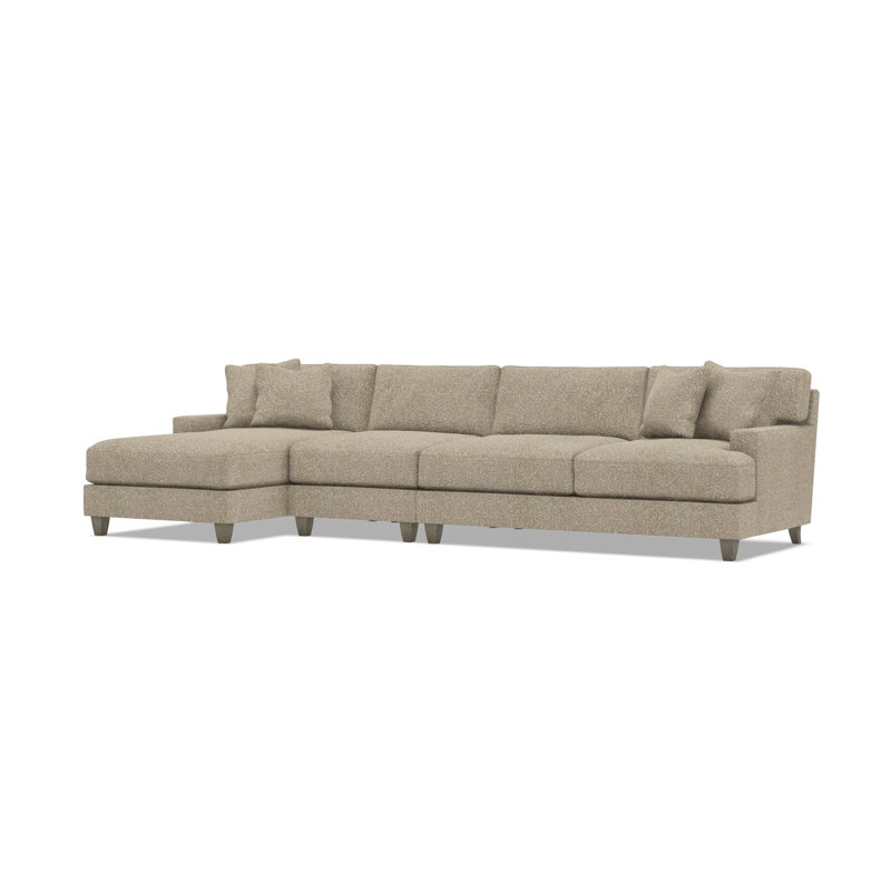 Mila Sectional, Light Brown Polyester, 33.5" H x 131" W x 61" D, Left Hand Facing