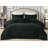 Black comforter set with a honeycomb geometric quilted pattern on a bed with two matching pillow shams.