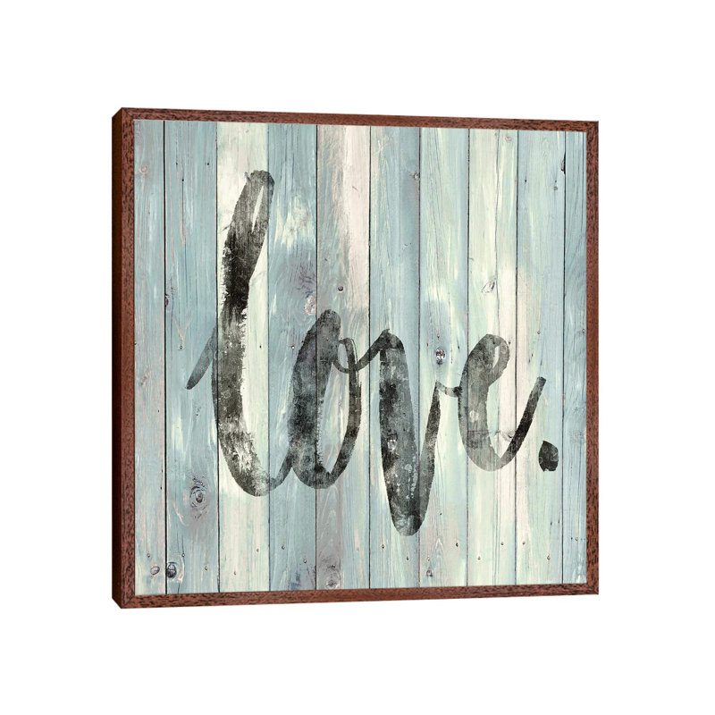 Love. On Wood by Jamie MacDowell - Single Picture Frame Print on Canvas, Brown Framed, 45.72 cm H x 45.72 cm W
