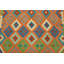 Tapis orange / vert / bleu en laine noué à la main de conception unique 4 pi x 6 pi Laurell