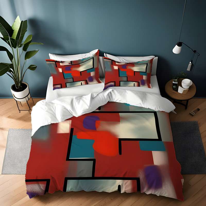 Polyester Abstract Duvet Cover, King Duvet Cover + 2 King Shams