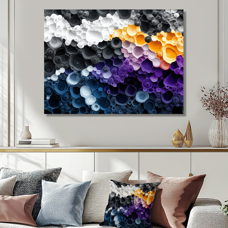 Celestial Dance Of Biometric Ink I - Abstract Metal Wall Decor, Liquid Ink Abstract Metal Print, 12" H x 20" W x 0.84" D