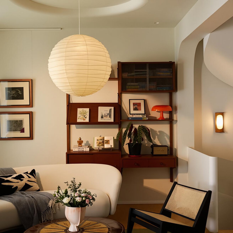 1 - Light Paper Plug in Pendant Light with On/Off Switch, 23.62" H x 23.62" W x 23.62" D